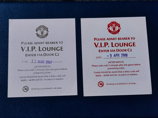 2 x Manchester United VIP Pass Card Tickets Bolton 2006/2007 Roma 2007/2008