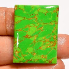 25 Ct AAA Stabilized Green Copper Turquoise Cabochon Loose Gemstone 30X22X4 mm