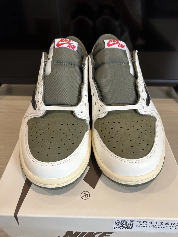 Size 9 - Travis Scott x Air Jordan 1 Retro OG SP Low Reverse Olive / Medium - Image 2 of 4