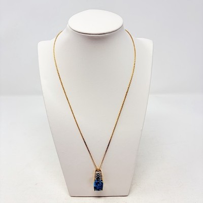 Shop LC Mojave Blue Turquoise/Electric Blue Topaz Pendant with Chain 20in 5309
