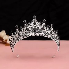 Wicked Silk Prom, Quinceanera Jeweled Crown Tiara Headband - Silver/ Black