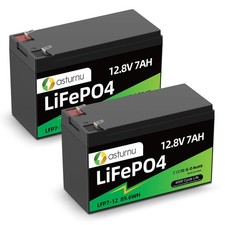 12V 7Ah 8Ah Lithium LiFePO4 Battery 2 Packs , 4000 Deep Cycle Lithium Iron...