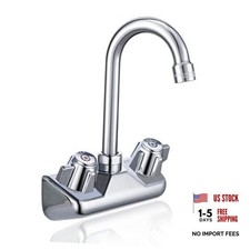 4" Center Hand Sink Faucet Kitchen Faucet Wall Mount Back Mount, 3.5" Gooseneck