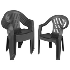 6x Milas Garden Dining Chairs Anthracite Outdoor Patio Chair Furniture Set