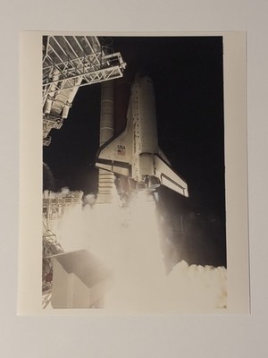 NASA STS-56 Shuttle Discovery Night Launch Press Photo