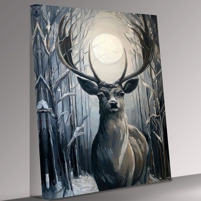 Mystischer Hirschwald Leinwandbild Wandbild Hirsch Bild