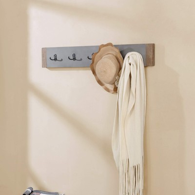 NEWPORT 40INCH WALL COAT HOOK MODERN INDUSTRIAL STYLE WITH FAUX GRAY CONCRETE AN