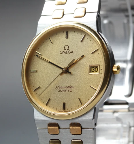 Vintage 1984 [Near MINT] Omega Seamaster 196.0277 33mm Quartz Cal.1432 Gold Men