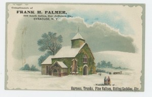 Mr Fancy Cancel Frank H Palmer Harness Trunks etc Syracuse NY Ad Card #1954
