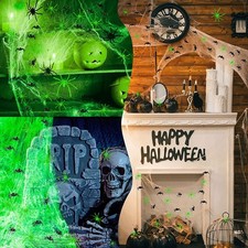 Glow- in- the Dark Spider Webs Stretch web Party decor indoor