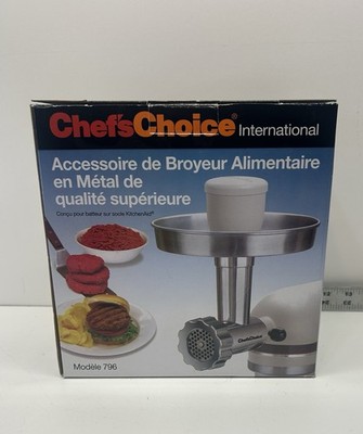 Chef's Choice International Premium Metal Food Grinder Attachment Model 796 New!