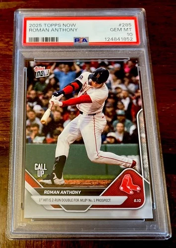 2025 Topps Now Roman Anthony CALL UP 1st MLB Hit #285 Boston Red Sox PSA 10