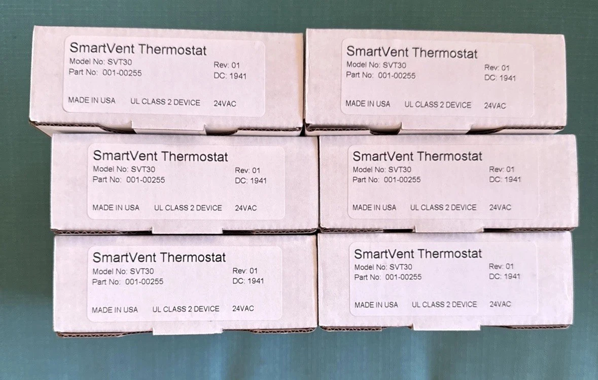 Lot Of 6 ZTECH Smart Vent Thermostat Model# SVT30/ Part No: 001-02271 ~ New