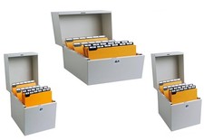 Metal Index Card Filing Box Grey Revision Record Cards - Select Size A5 A6 A7