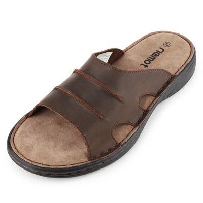 riemot Men's Leather Sandals Outdoor Walking Cushioning Arch Support Sandals