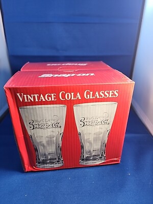 Snap On Brand Vintage Cola Glasses Set of 4 Collectibles New Snap-on W/Box Coke