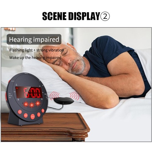 Super Loud Alarm Clock Vibrating Alarm Clock for Heavy Sleepers with Bed Shaker - Picture 9 of 14