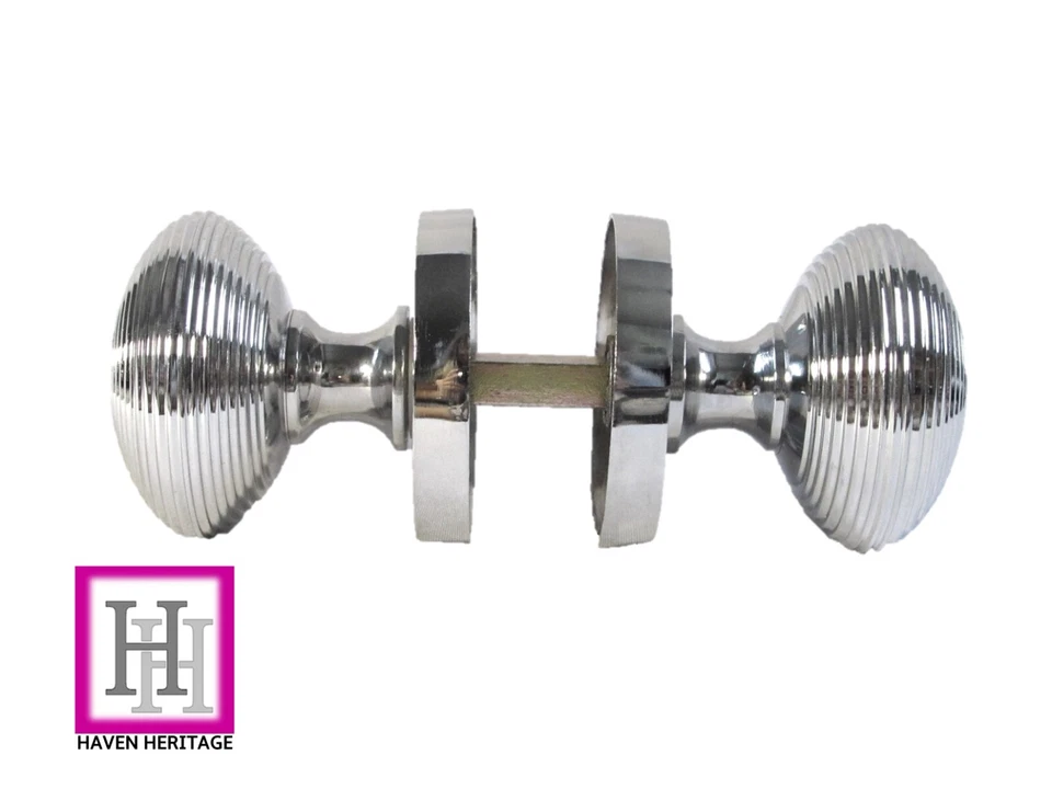 DOOR KNOBS 1-10 PAIRS OF CHROME REEDED MORTICE INTERIOR SILVER DOOR HANDLES - Image 2 of 4