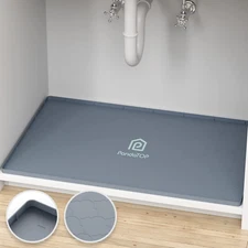 Under Sink Mat, 34" X 19" Silicone Kitchen Cabinet Tray, Waterproof & Flexible u