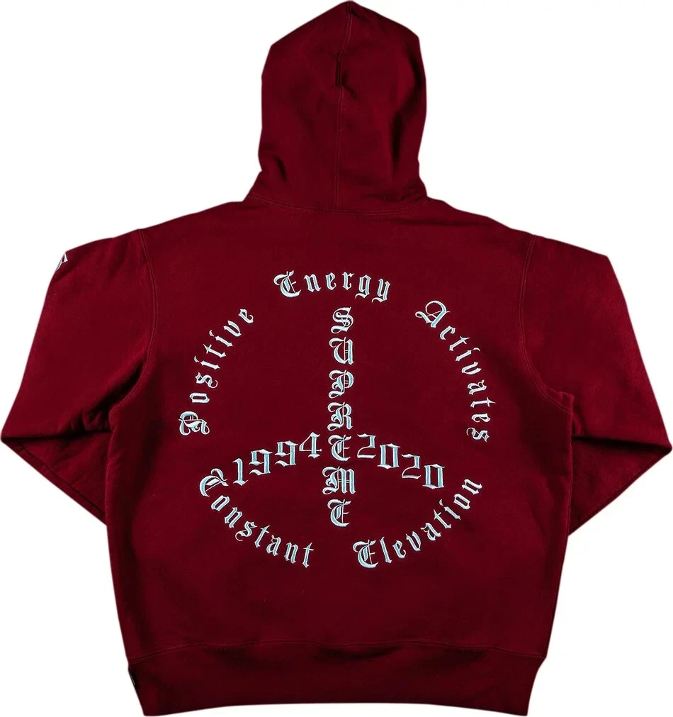 Sweat shirt à capuche Supreme FW20 Cardinal Peace taille S rare brodé NEUF
