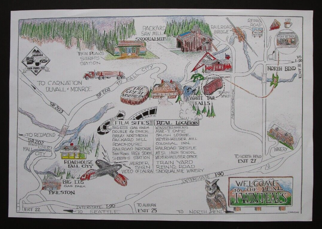 TWIN PEAKS 1992 FILM SITE LOCATION MAP * | eBay