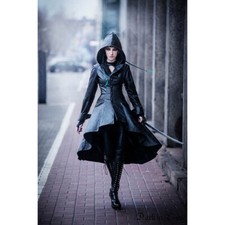 Dark In Love Gothic Goth Okkult Veganer Ledermantel Trenchcoat - Cocktail