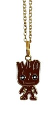 Cartoon Guardians Necklace Baby Groot Charm Pendant in Small Velvet Bag