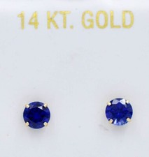 GENUINE 1.80 Cts LONDON BLUE TOPAZ STUD EARRINGS 14K YELLOW GOLD -Free Appraisal