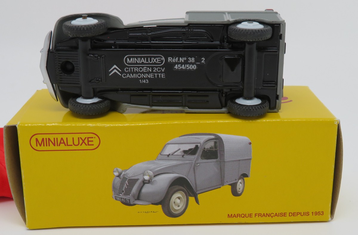 Miniature MINIALUXE Paris Citroën 2CV Camionnette échelle 1/43, Grise, édition Limitée 500 Pcs