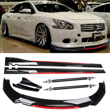 Front Bumper Lip Splitter Side Skirt Glossy Black Red For Nissan Maxima Front Bumper Lip Splitter Side Skirt Glossy Black Red For Nissan Maxima