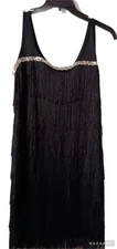 Black Flapper, Roaring 20's Fringe Great Gatsby Costume Hallowee Party Theater  