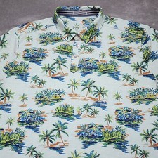 Tommy Bahama Polo Shirt Mens Large Light Blue Floral Hawaiian Tropical