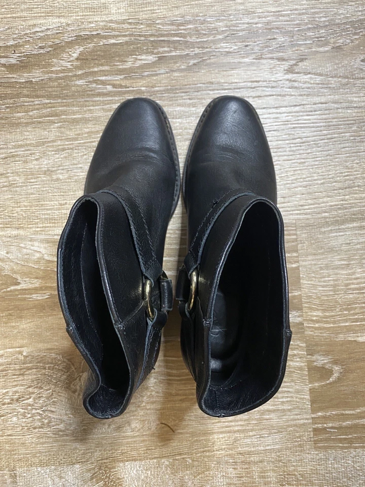 Botín Joie Alinn Western de cuero negro para mujer 37,5 botín con arnés 7 Foto 3 de 4