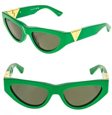 BOTTEGA VENETA ANGLE Classic BV1176S Green Bold Narrow Cat Sunglasses 1176 003