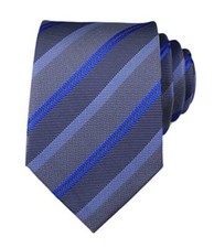 Men's Gingham Check Stripe Ties Pattern Business One Size Grey Bright Blue