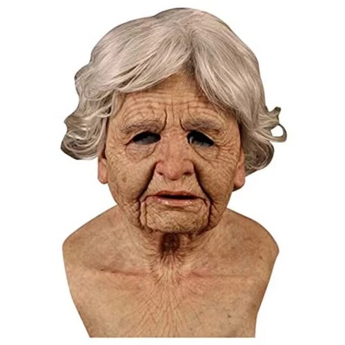 Funny Halloween Granny Latex Mask - Old Granny/Old Man Bald Character - Picture 7 of 12