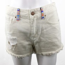 Preowned BULLHEAD DENIM CO. Beige Denim High Rise Cut Off Shorts Sz 25 / 2