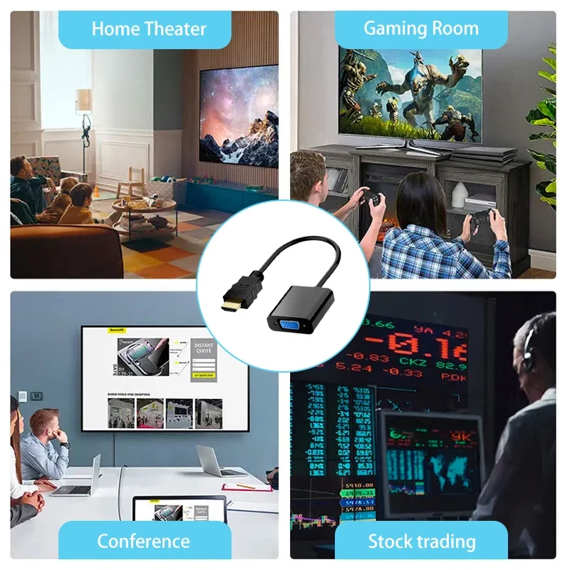 Adattatore da HDMI a VGA ad alta velocità Convertitore HDTV A maschio a VGA femm - Immagine 4 di 4