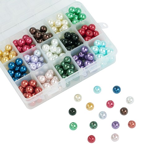 15 Colores Cuentas de Perlas de Vidrio Teñidas Cuentas Perladas Agujero Redondo 1mm Kits de Cuentas - Imagen 7 de 11