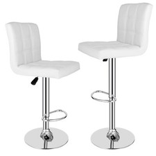 Set of 2 PU Leather 360  Swivel Bar Stools Adjustable Bar Chair for Kitchen