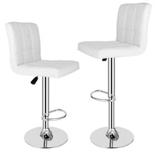 Set of 2 PU Leather 360° Swivel Bar Stools Adjustable Bar Chair for Kitchen