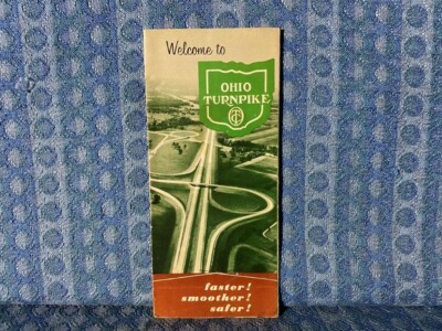1956 Ohio Turnpike Original Road Map with Fares