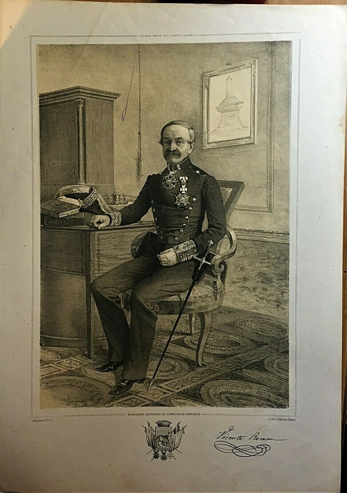 Vicente Román, General Staff Of The Spanish Army, Lithograph 1850 | eBay