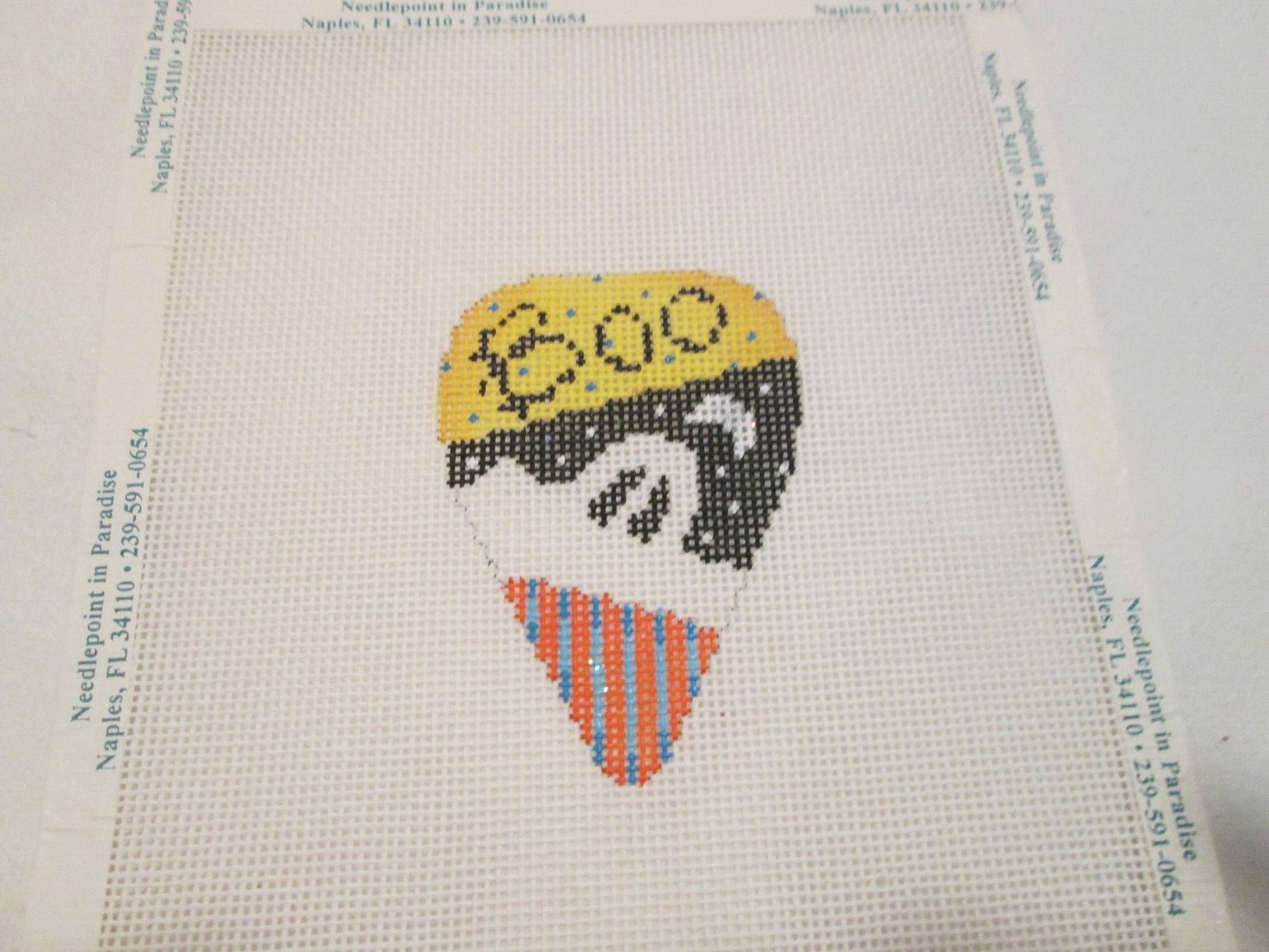 BOO/GHOST CANDY CORN-ACOD-HANDPAINTED NEEDLEPOINT CANVAS