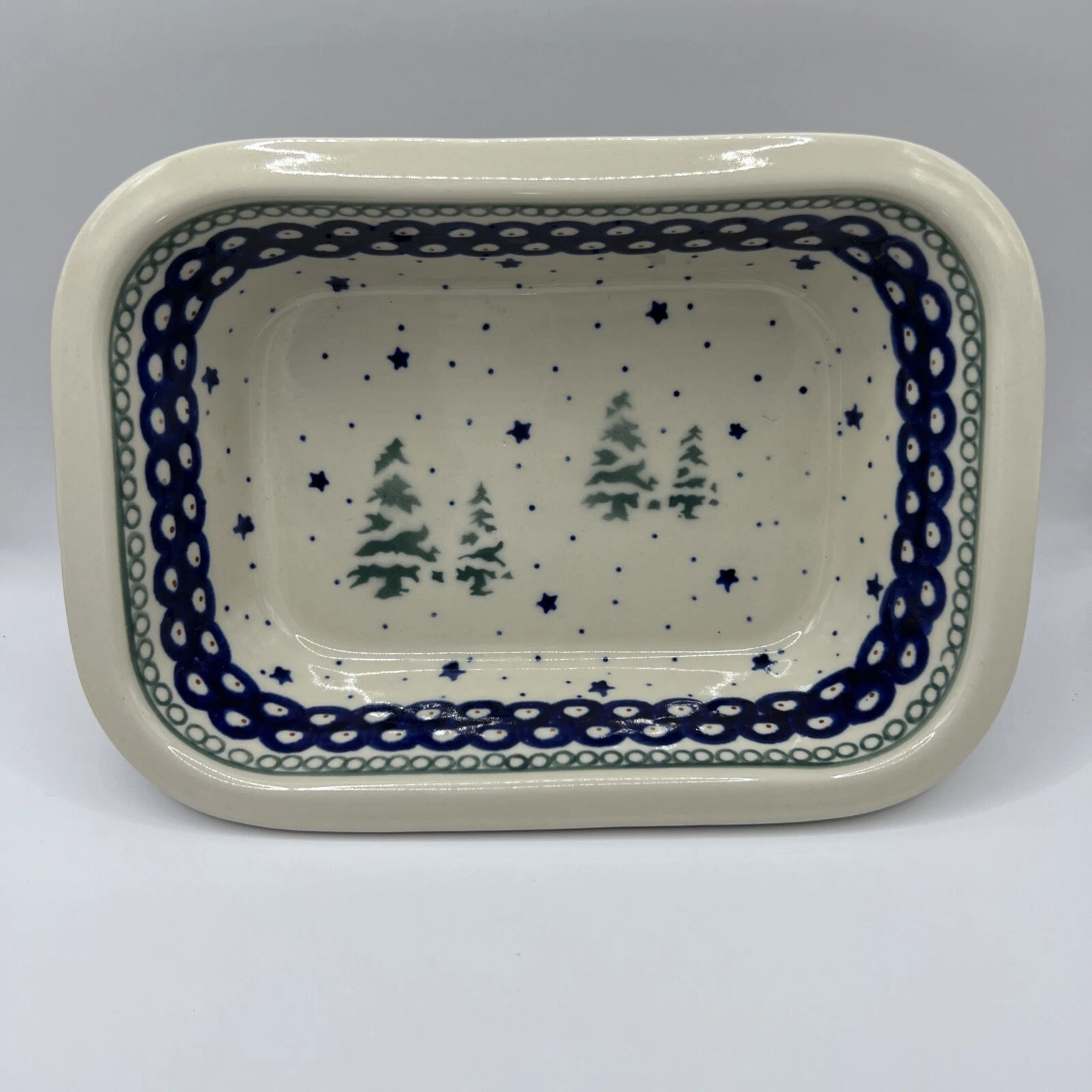 Boleslawiec L6 Handmade Poland Pottery Pine Trees Loaf Casserole Pan