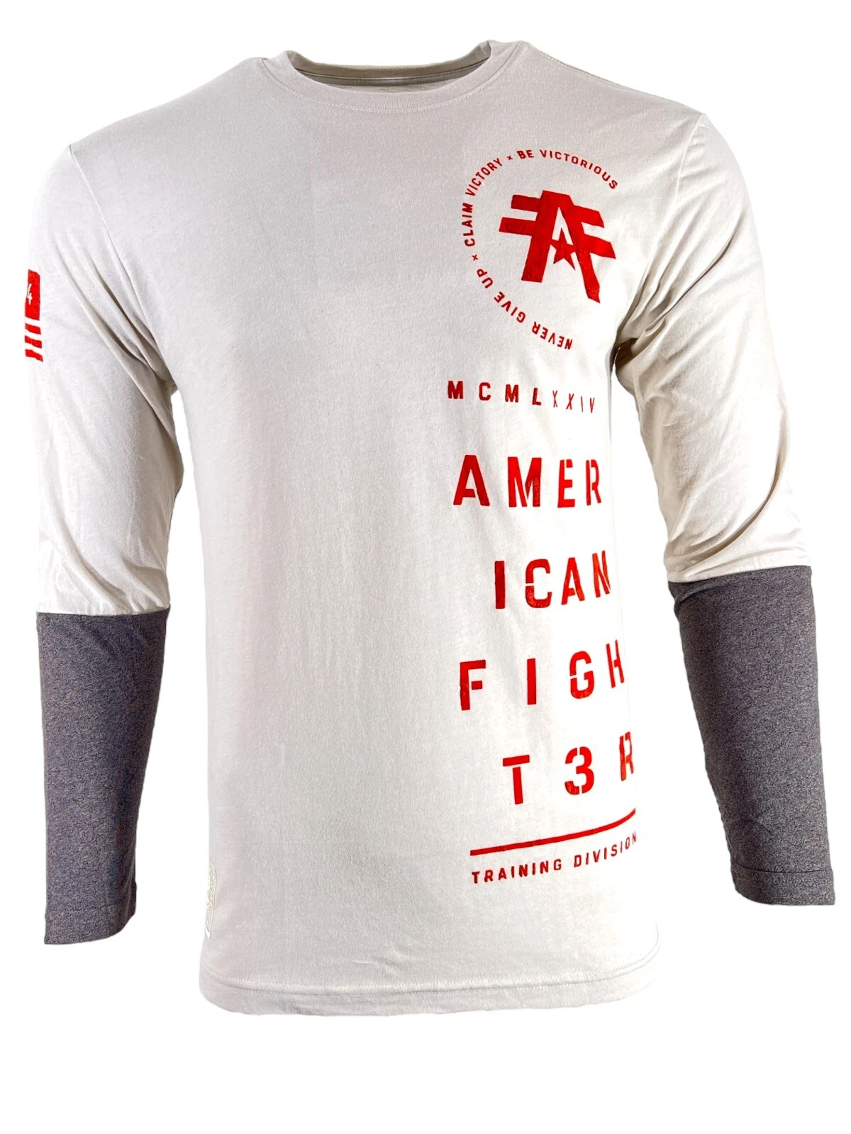 American Fighter Mens' T-Shirt DOUBLE STACKED Premium Grey S-3XL