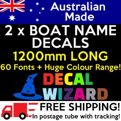 BOAT NAME Marine Vinyl Custom Decal Stickers PAIR fishing charter ...