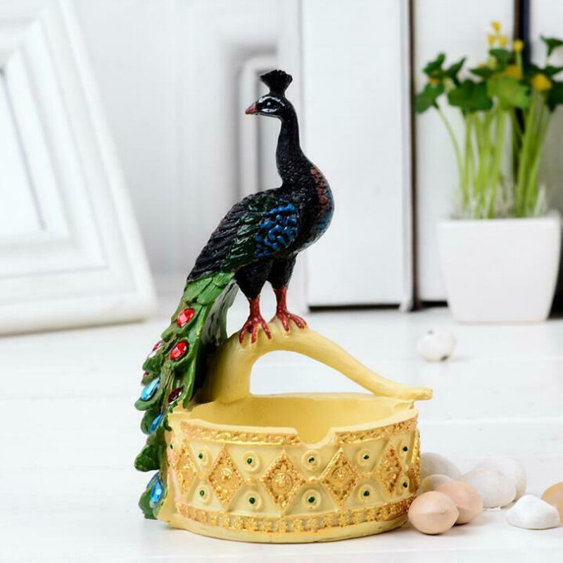 Stylish Peacock Resin Ashtray - Personality Home Decor Collectible Craft