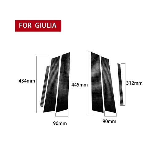 Carbon Fiber B Pillar Door Sash Trim Cover Fit Alfa Romeo Giulia 2017 2018 2019 - Foto 2 di 6