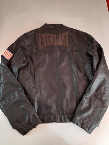 mens Everlast Biker Pu Pvc Wet Look Boxing Jacket Small - Picture 4 of 5